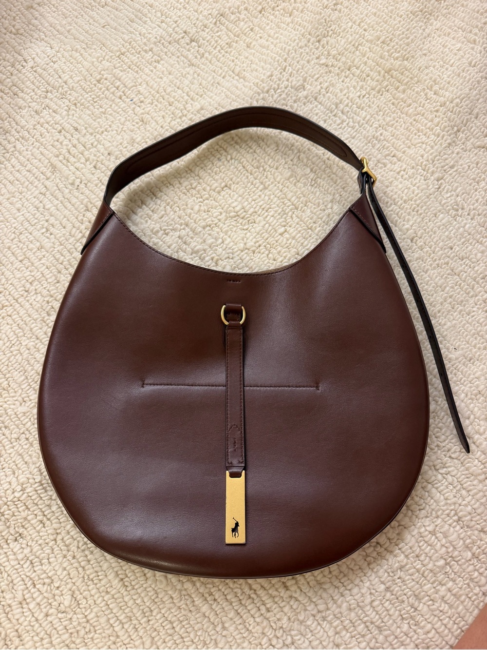 Ralph Lauren Polo ID Large Calfskin Shoulder Bag - Brown Leather - Picture 6 of 10